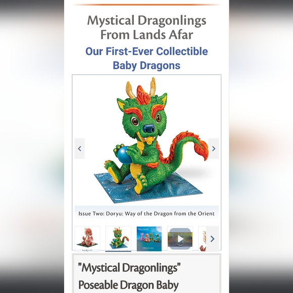 Bradford Exchange Ashton Drake Collectible Baby Dragon w/Accessories - Picture 2 of 4